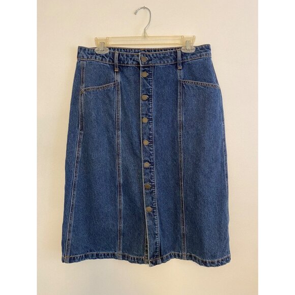 Old Navy Women’s 100% Cotton Denim Button-Front A-Line Skirt Size 10 - Picture 1 of 5